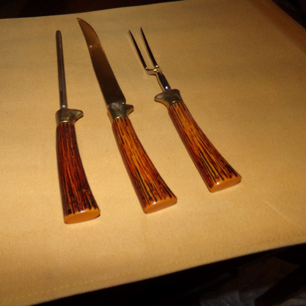 3pc Antique Steak Knives Set